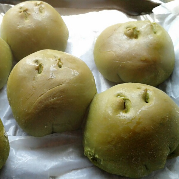 抹茶豆沙小面包（无油脂）