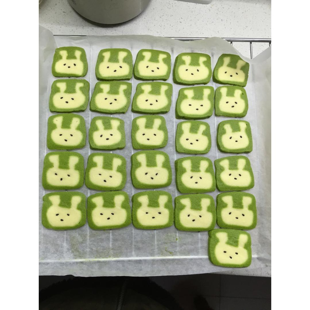 抹茶兔兔曲奇（比熊猫简单！超详细实物图+超良心手绘图）