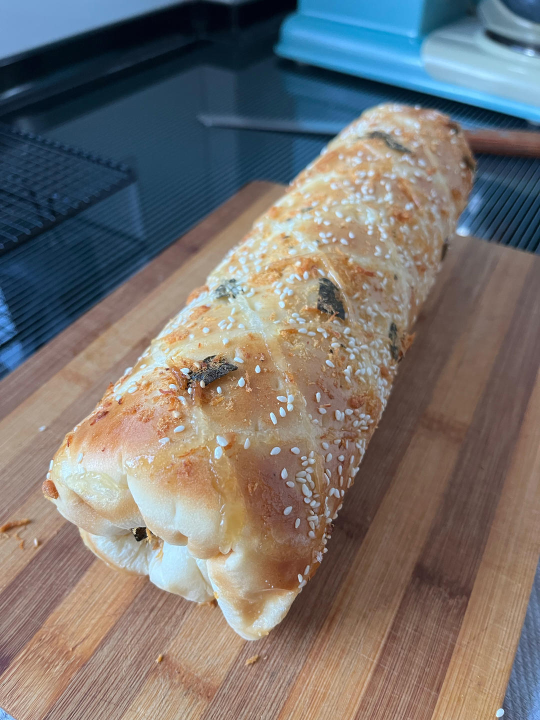 香葱肉松面包卷