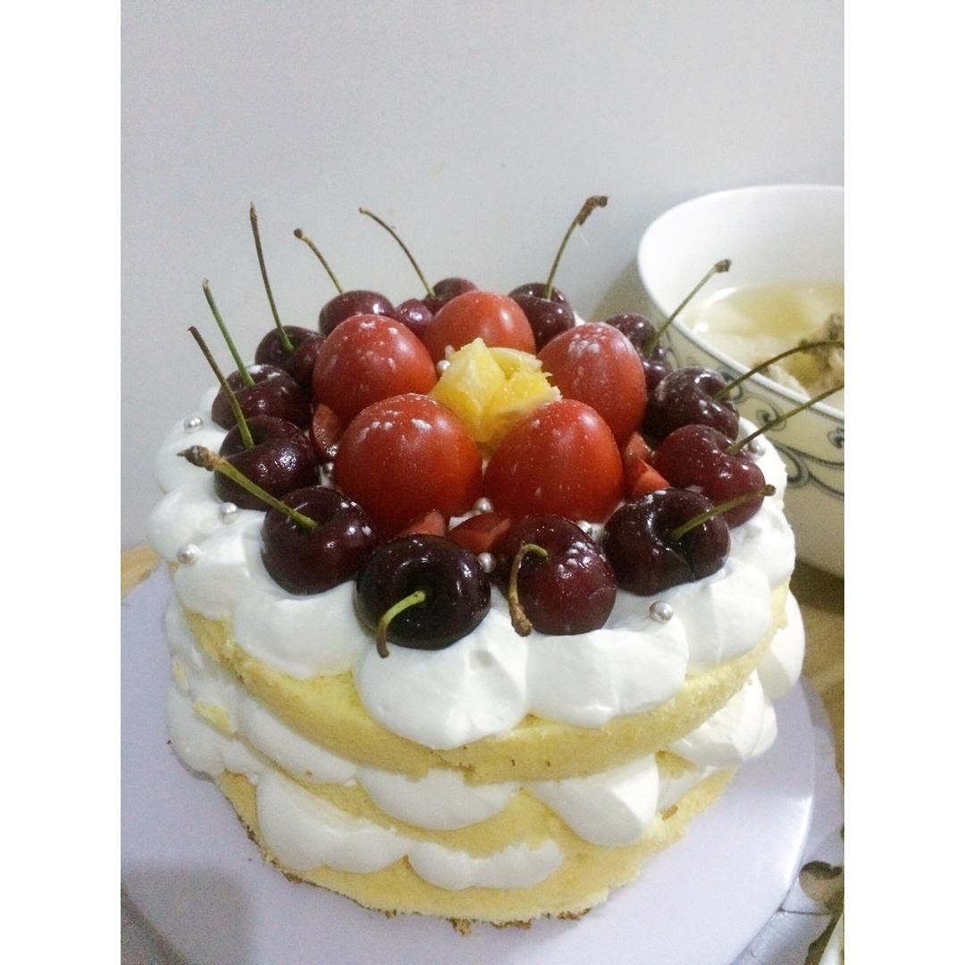 【零失败】不会裱花没关系的水果裸蛋糕 芒果裸蛋糕 完美戚风胚