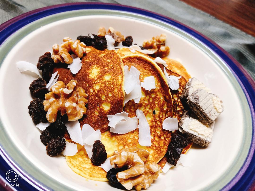 健康减脂版 椰香早餐松饼coconut pancake