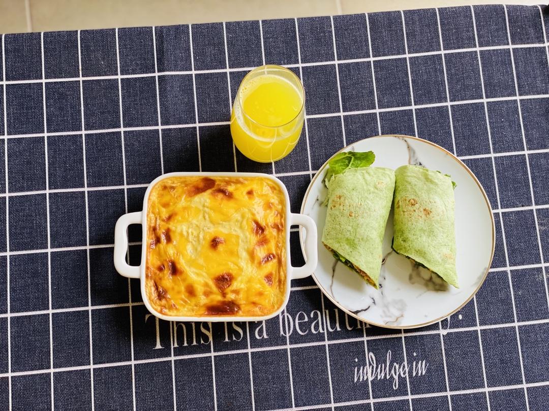 菠菜汁杂蔬鸡腿肉卷饼