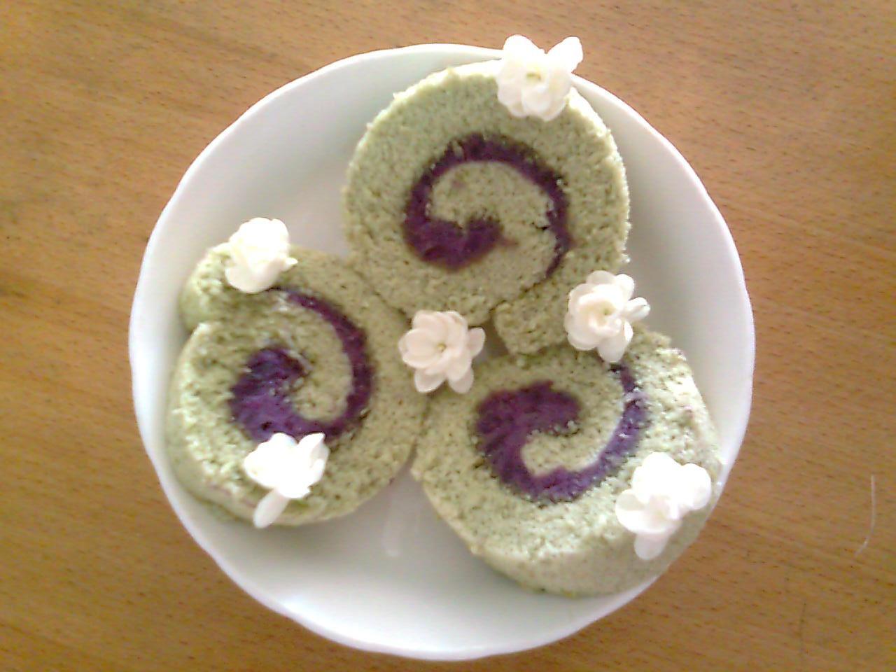 紫薯绿茶蛋糕卷的做法