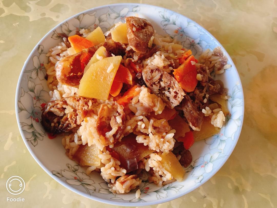 懒人必备～电饭煲腊肠焖饭