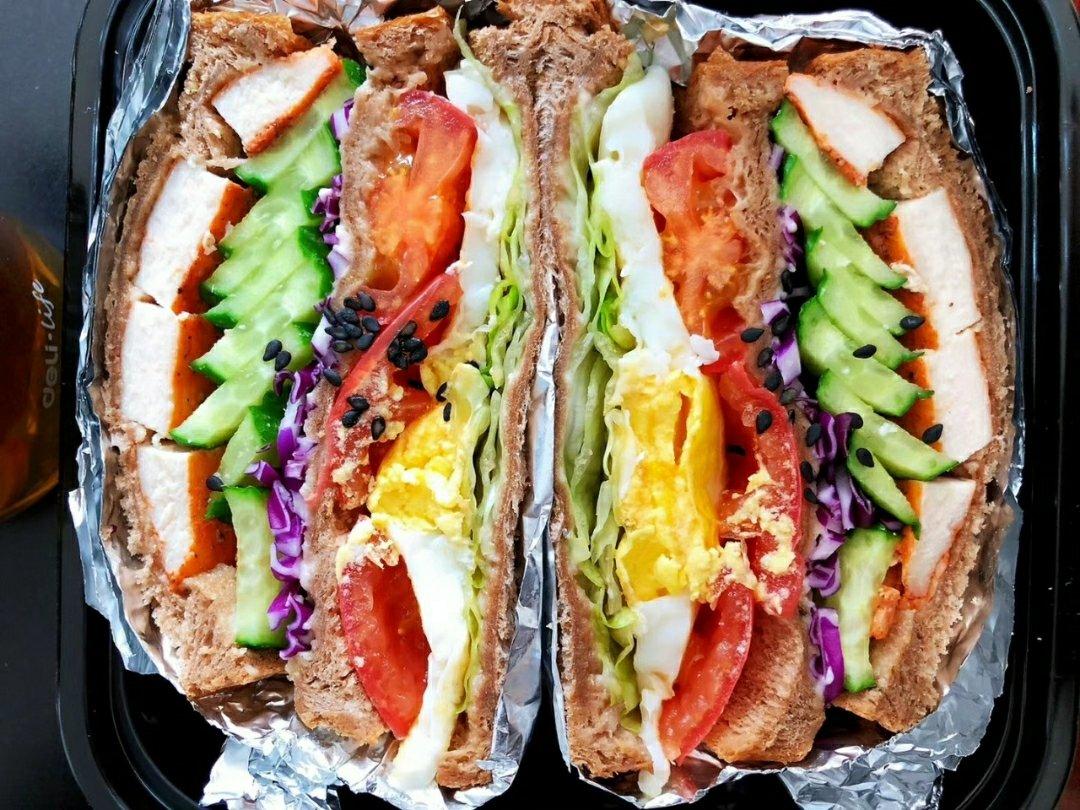 如何做超厚的沼三明治~详细tip！牛油果鸡蛋午餐肉三明治~