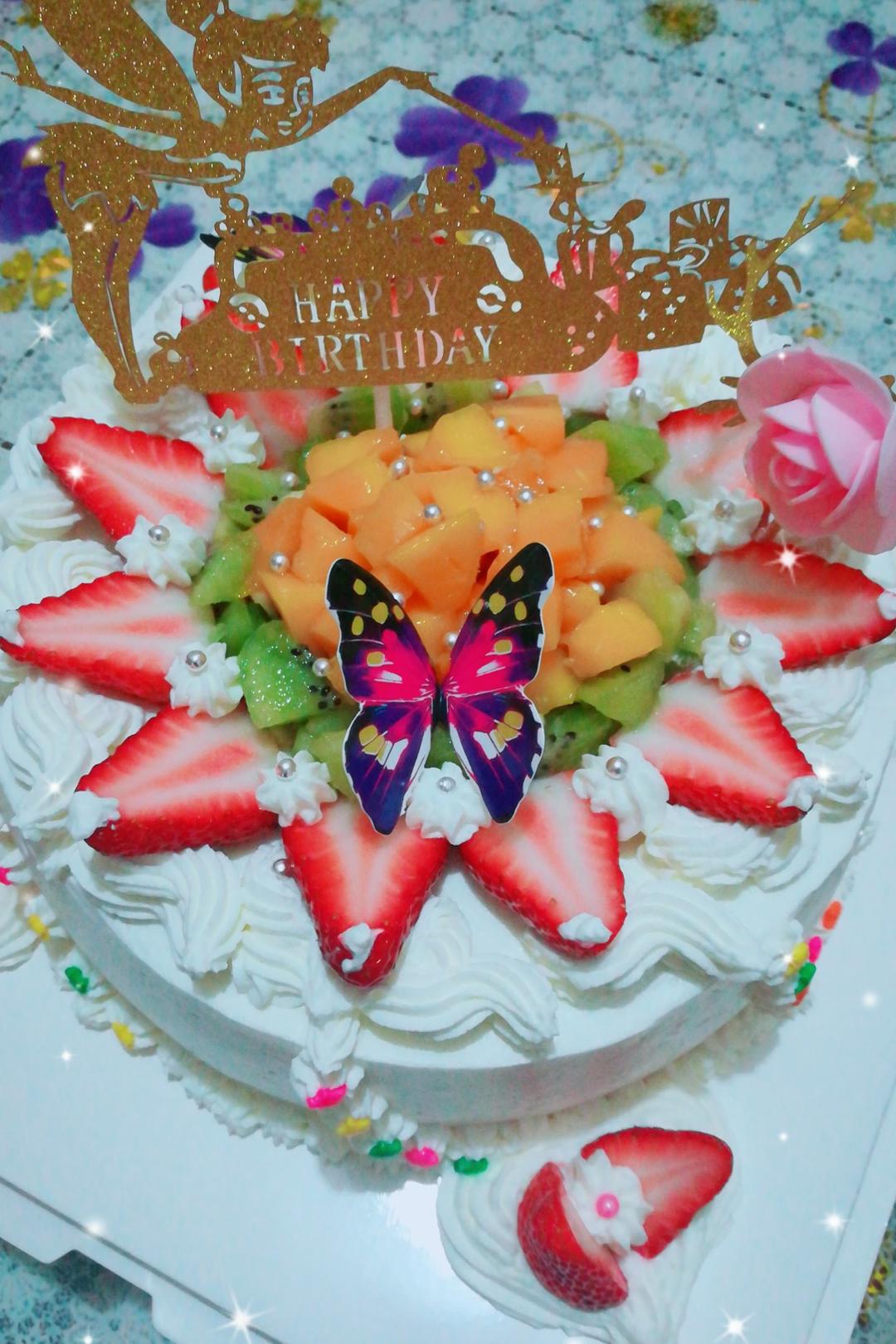 【零失败】不会裱花没关系的水果裸蛋糕 芒果裸蛋糕 完美戚风胚