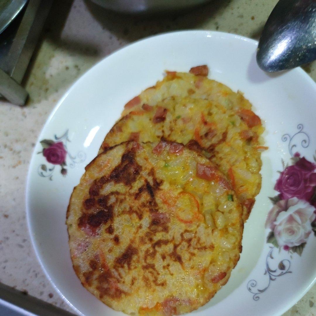 快手早餐…米饭鸡蛋饼