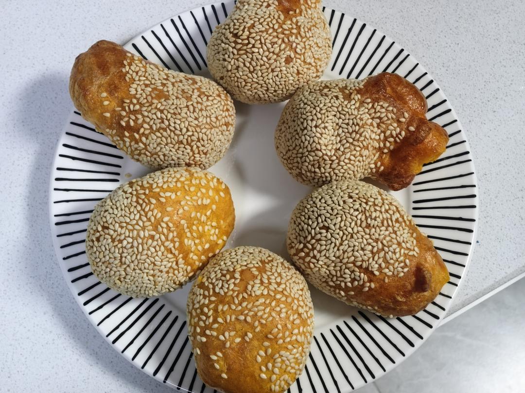 糯叽叽的秋冬甜品南瓜麻球（麻团），无需油炸也能外皮酥脆香甜软糯