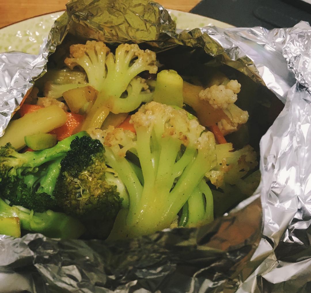 锡纸有机菜花的做法