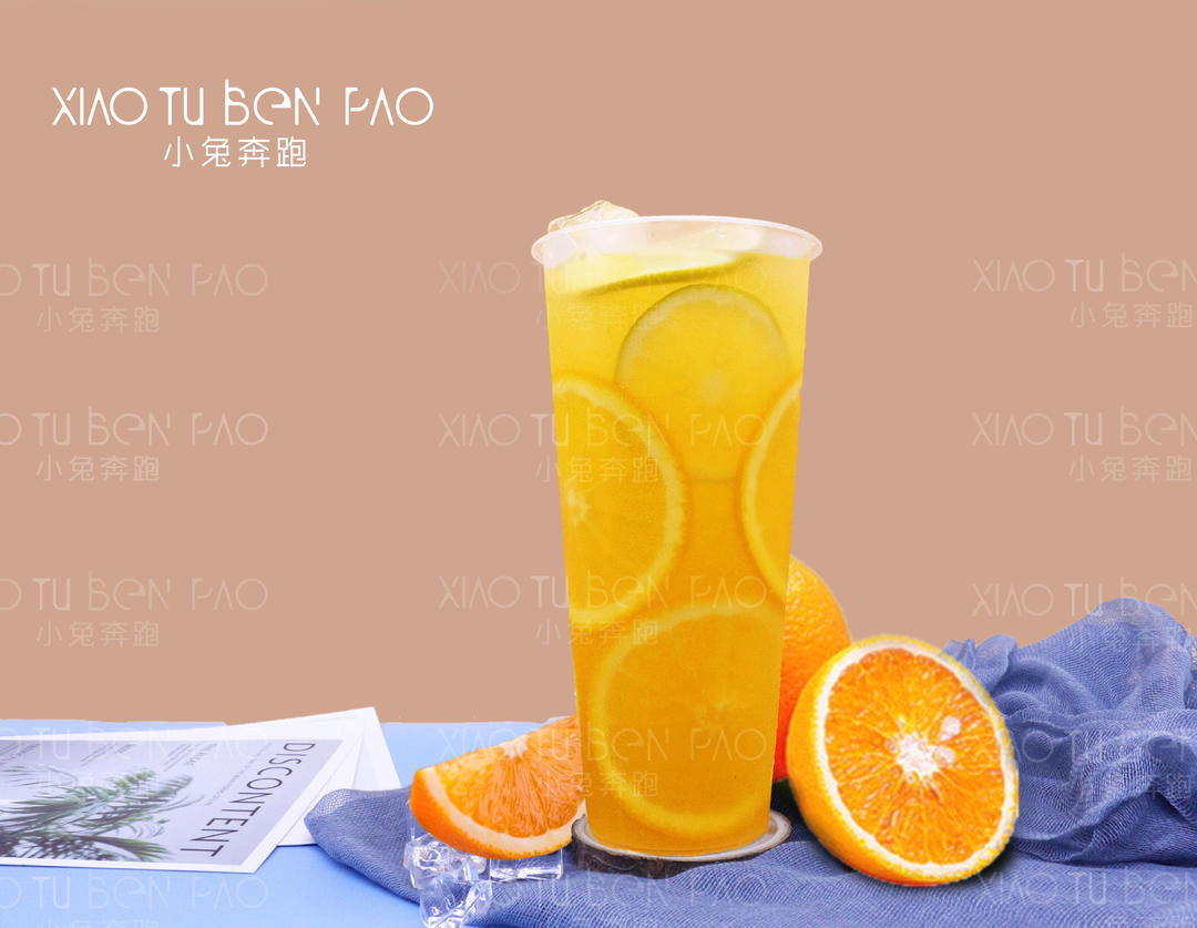 小兔奔跑奶茶教程：满杯橙子的做法的做法