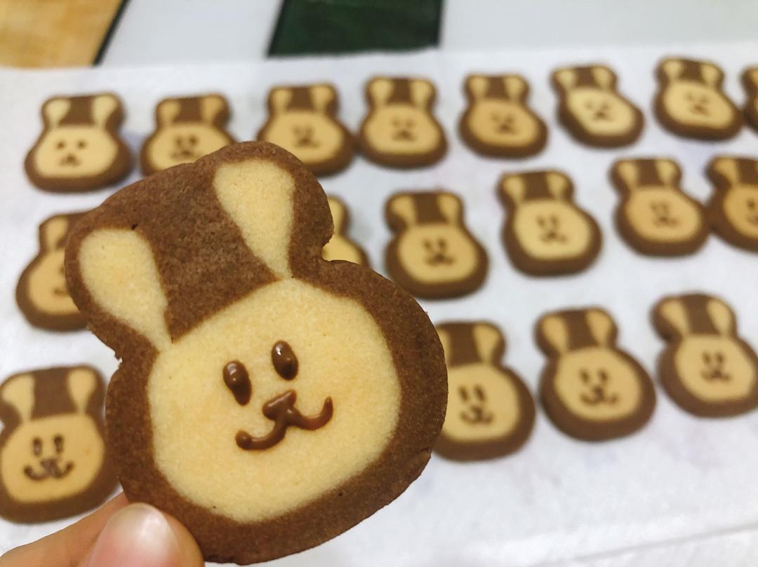 抹茶兔兔曲奇（比熊猫简单！超详细实物图+超良心手绘图）