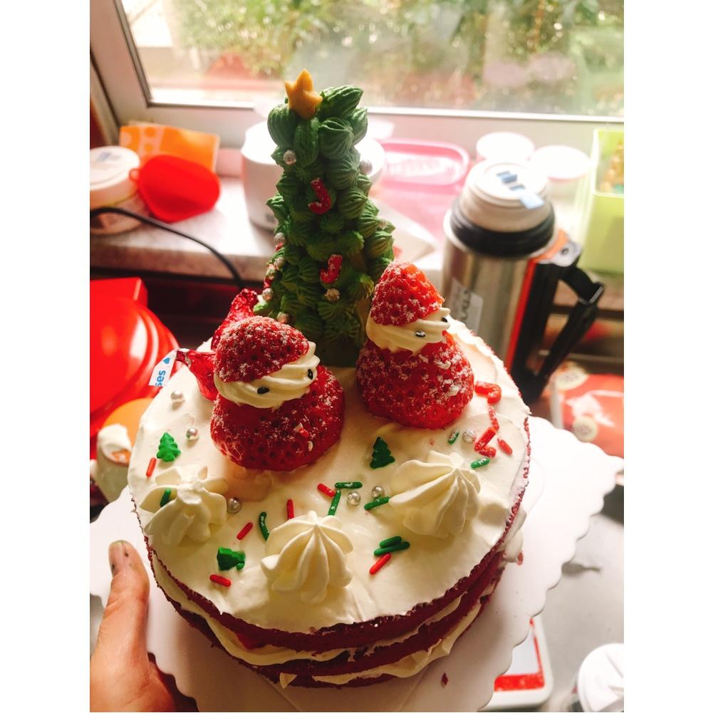 圣诞草莓雪人 红丝绒戚风裸蛋糕