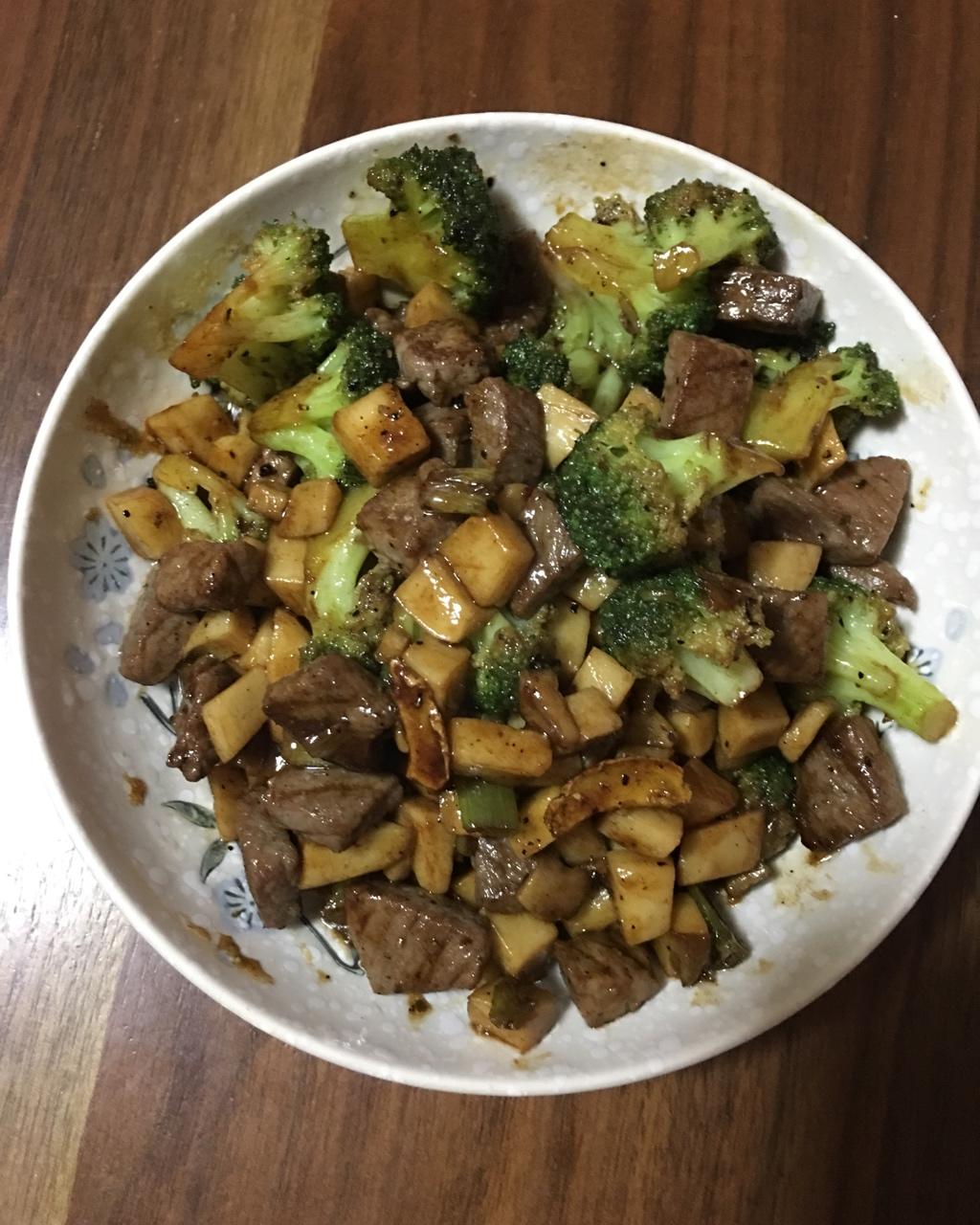 黑胡椒杏鲍菇牛肉粒