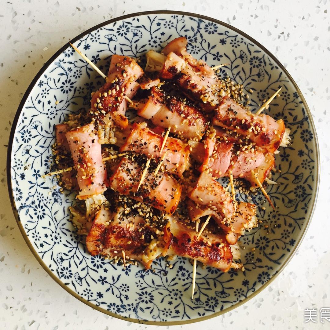 香煎培根金针菇卷