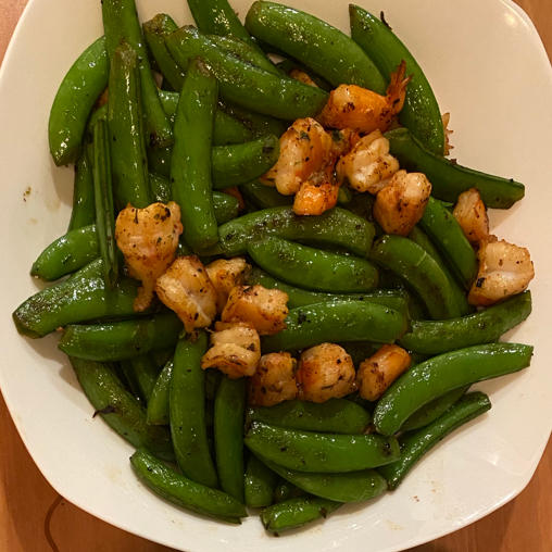 清爽弹牙不长肉，超简单罗勒风味虾仁炒甜豆