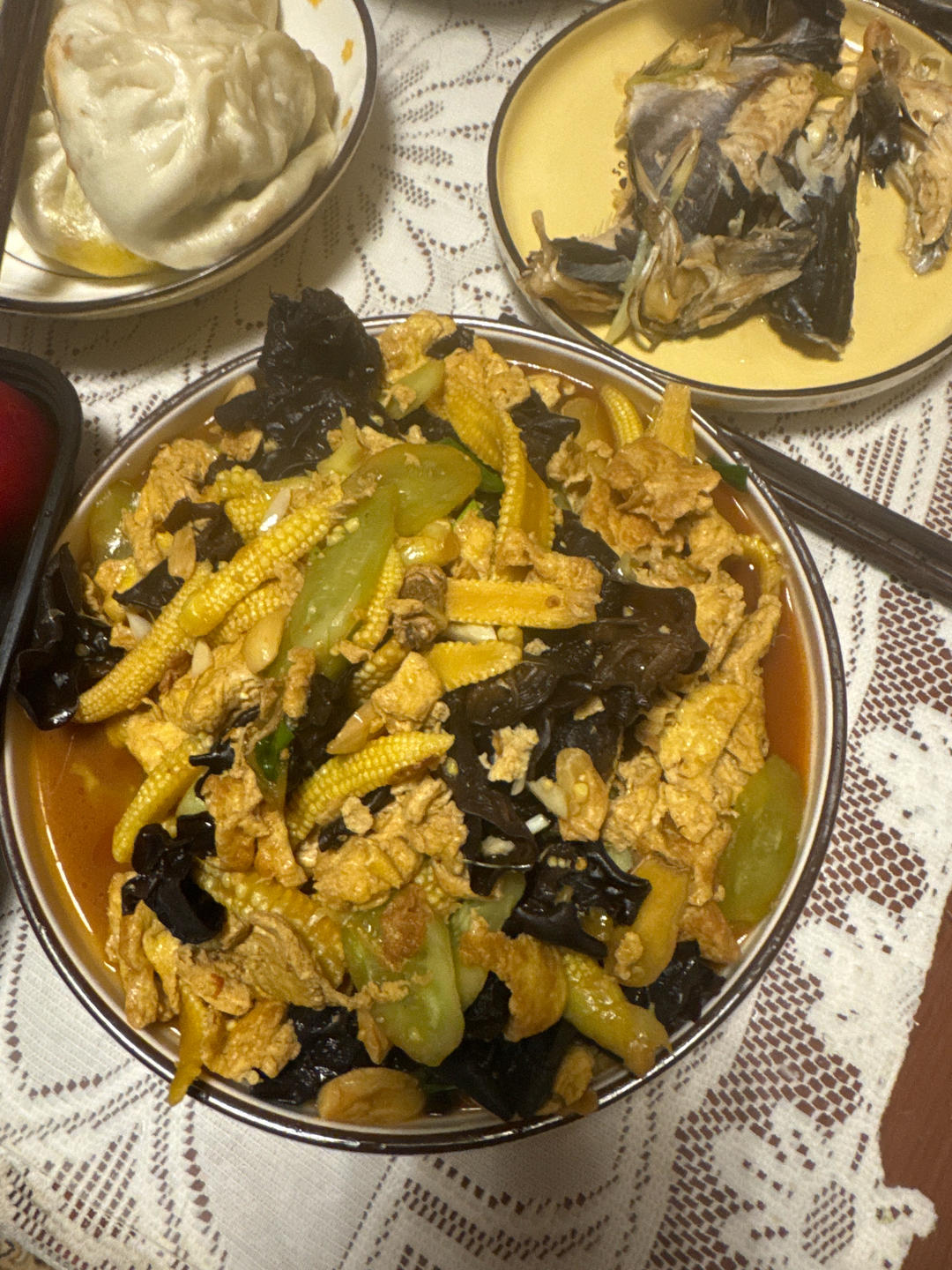 鹿茸菇玉米笋炒鸡蛋