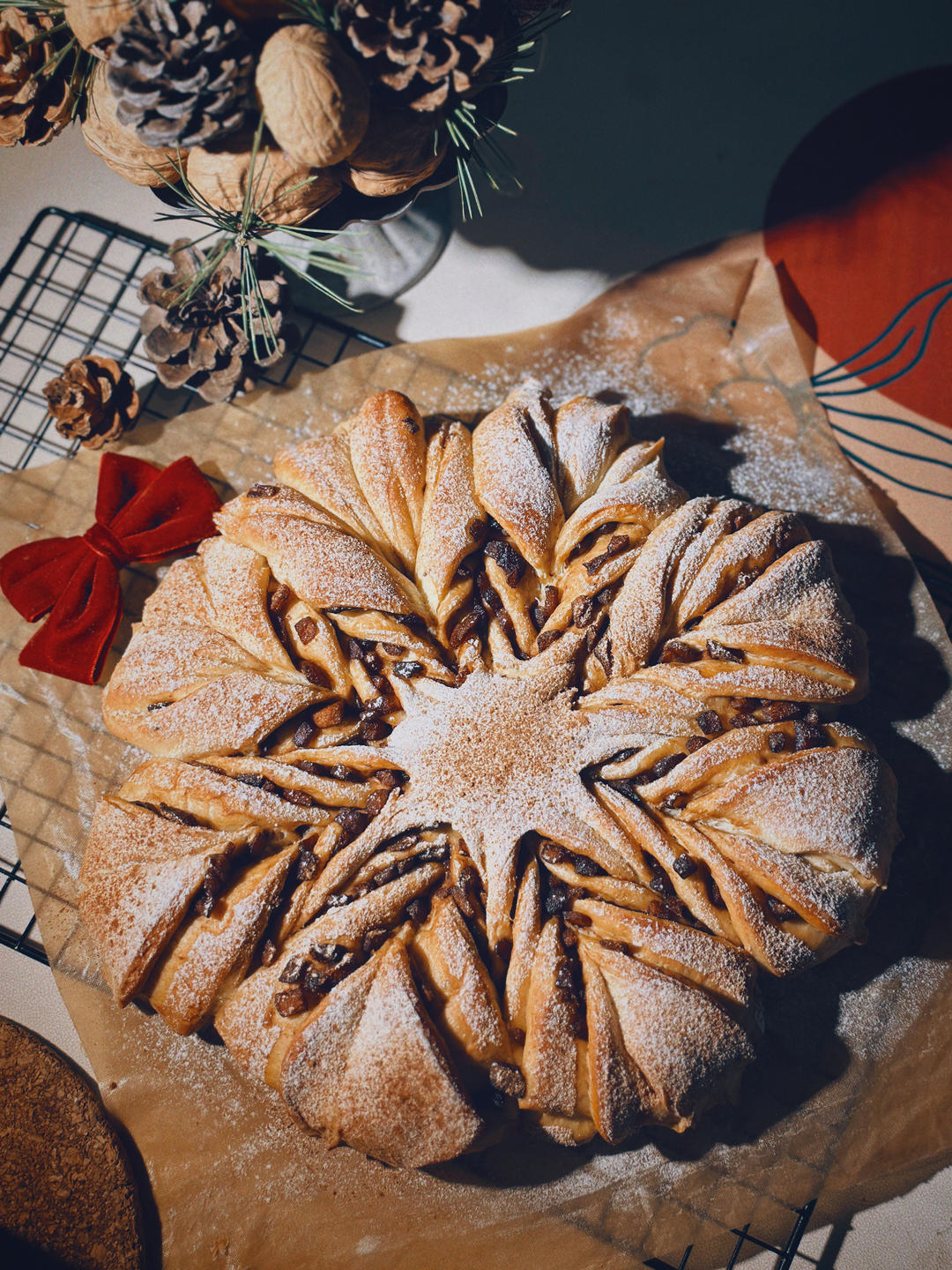 圣诞全麦雪花面包（苹果红糖肉桂馅）