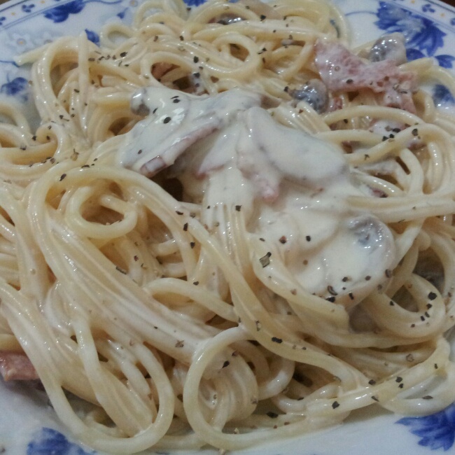 培根奶油蘑菇意大利面*快手