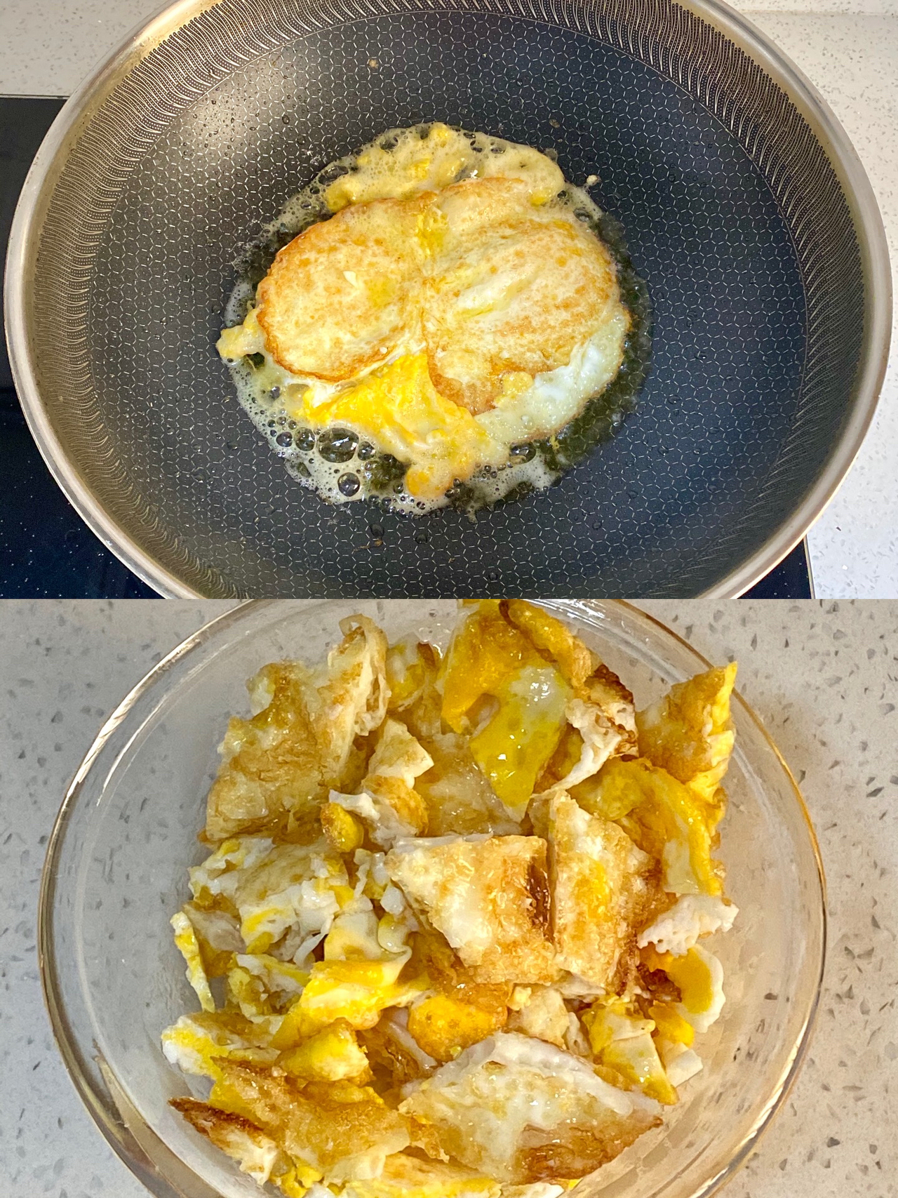 巨下饭的青椒火腿肠炒煎蛋的做法 步骤3