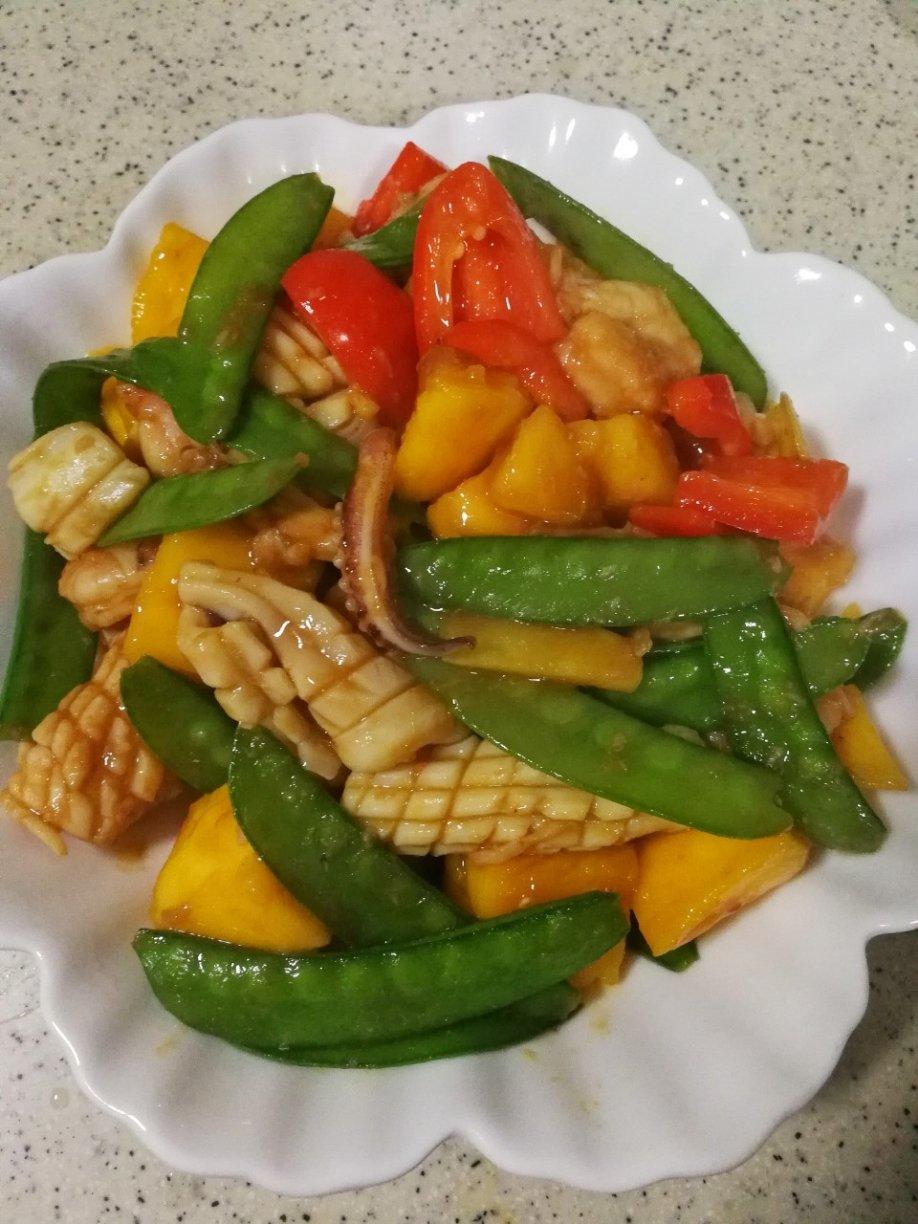 芒果鲜虾炒鱿鱼