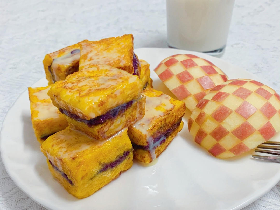 无油全麦紫薯西多士（快手健康早餐）