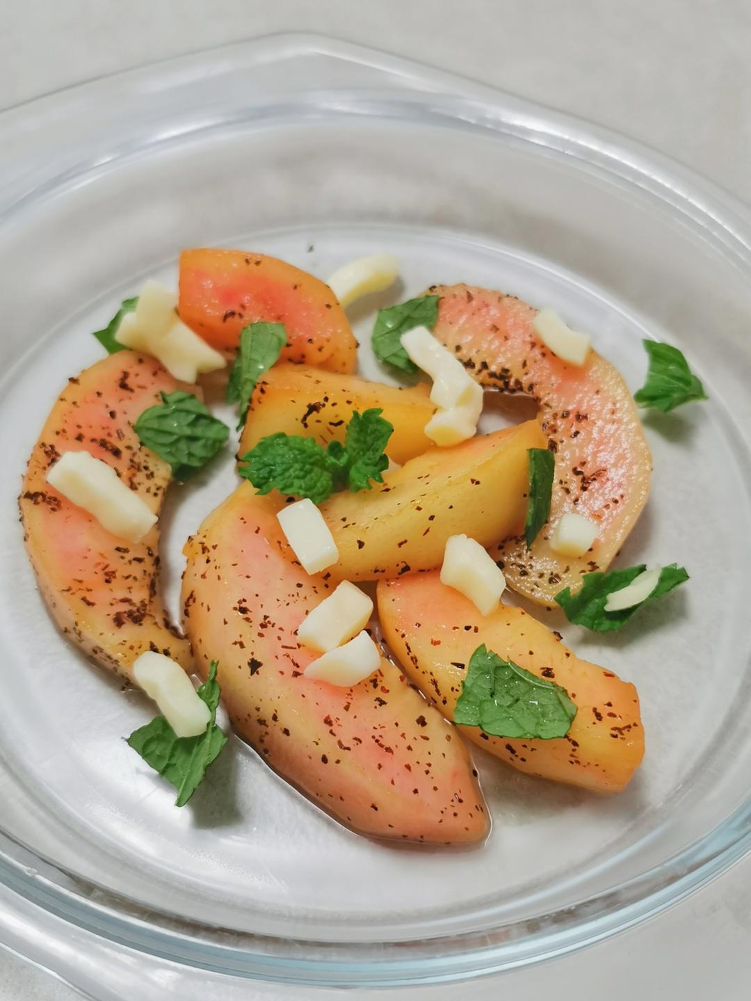 夏日轻食🍑伯爵茶渍桃子奶酪沙拉