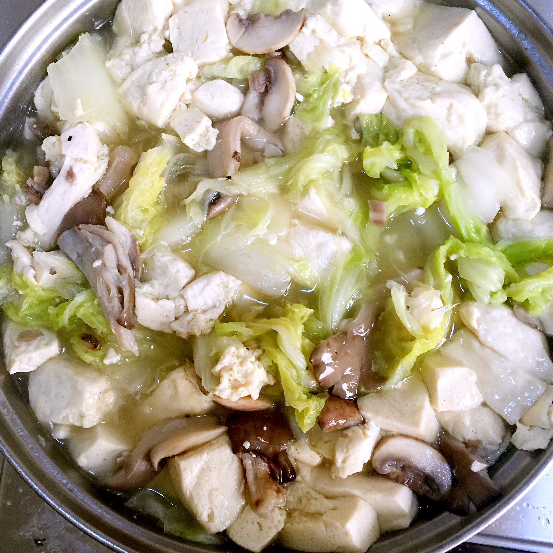 火腿豆腐平菇汤