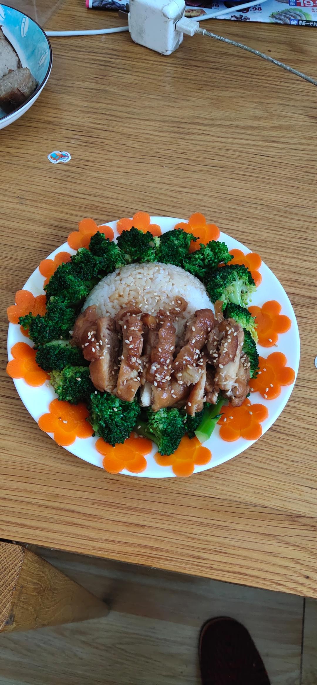 不放一滴油的照烧鸡腿饭