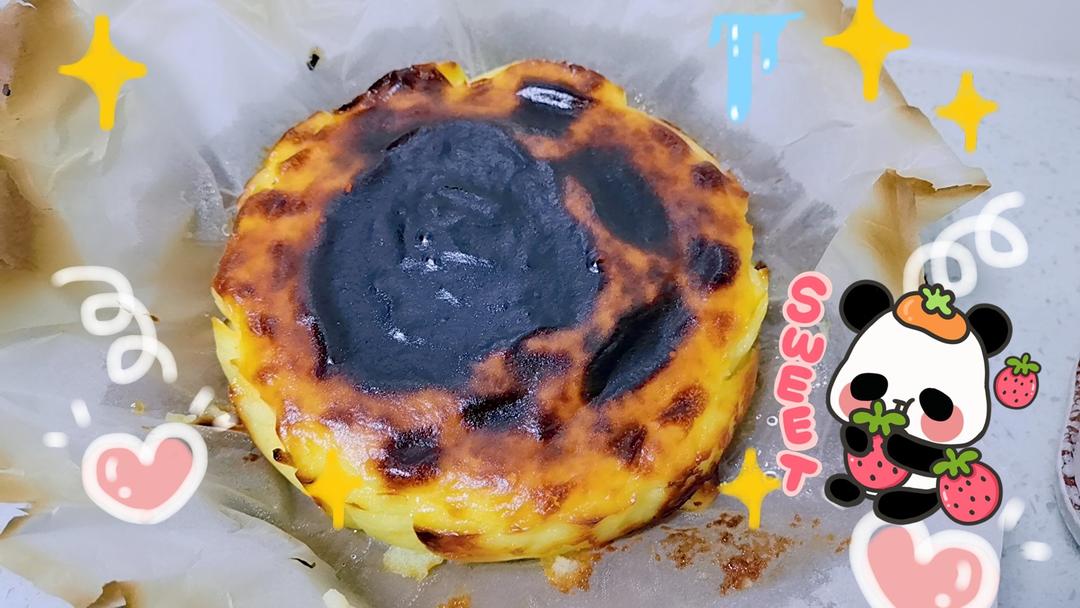快手的网红basque cheesecake巴斯克焦芝士蛋糕