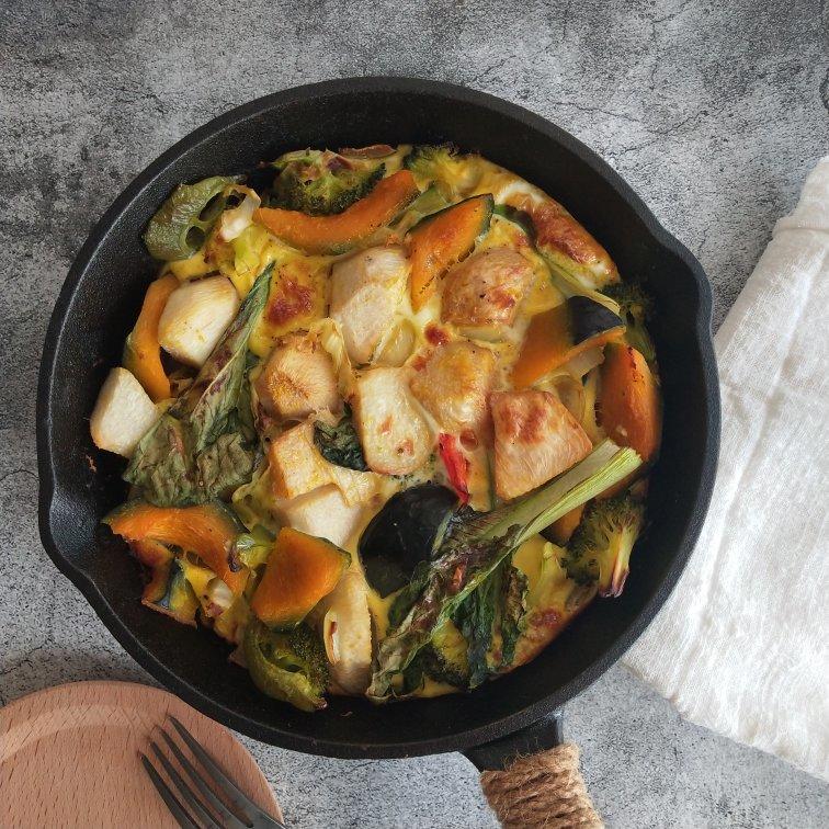 菠菜培根南瓜烘蛋，蛋嫩的秘诀在这里