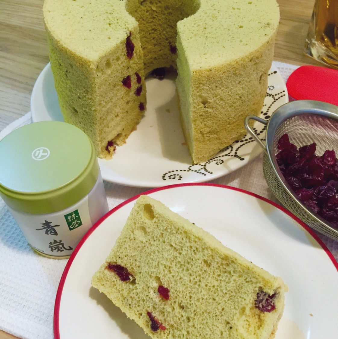 抹茶蔓越莓戚风