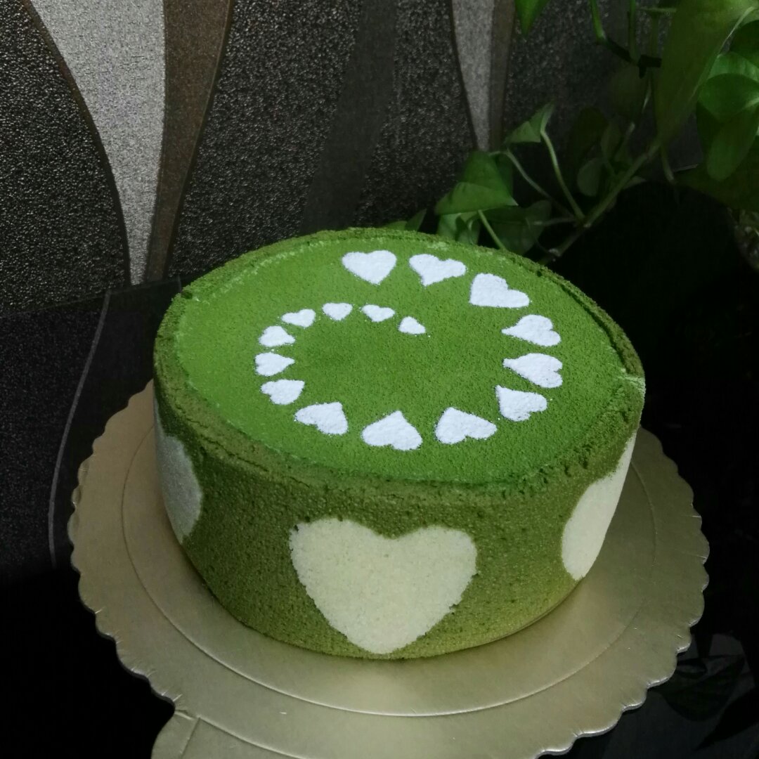 junjun_7lsn做的缎带海绵巧克力抹茶慕斯蛋糕