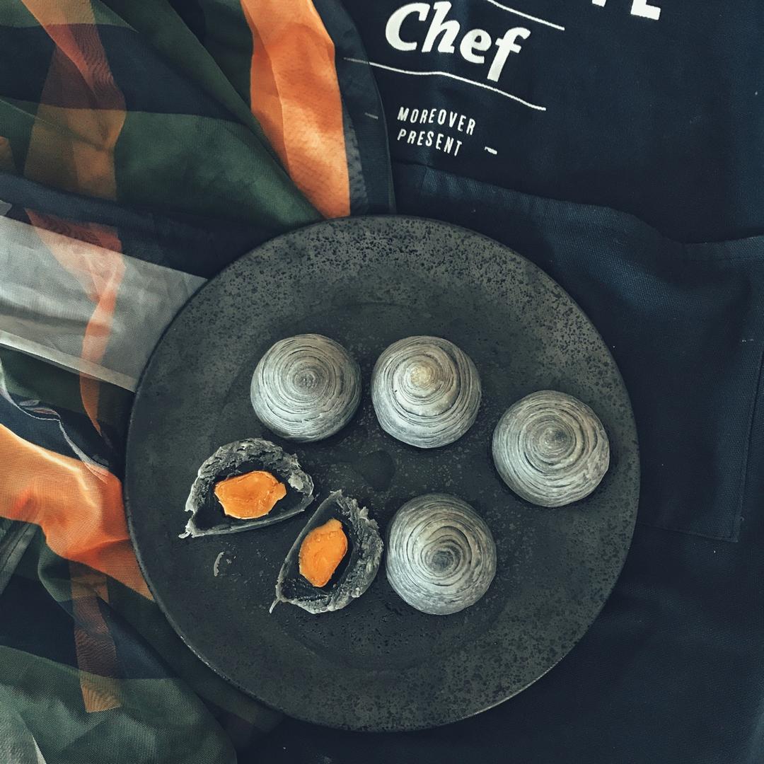 蛋黄酥~紫薯、抹茶、原味~花好月圆，中秋快乐~内附一次做六色蛋黄酥方法~