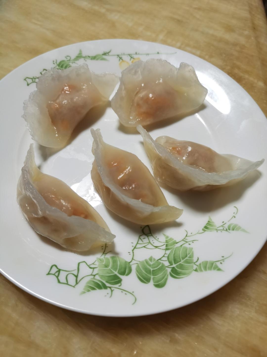 颜值超级高的虾饺，一口一个沾辣酱吃味道绝了