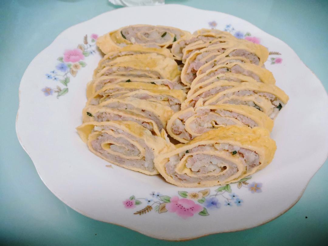老爸的手艺---蒸肉蛋卷