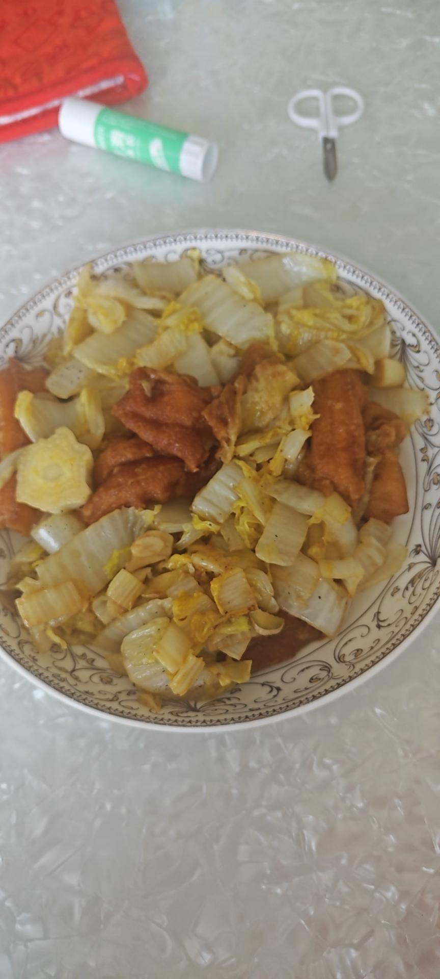 娃娃菜炒油面筋