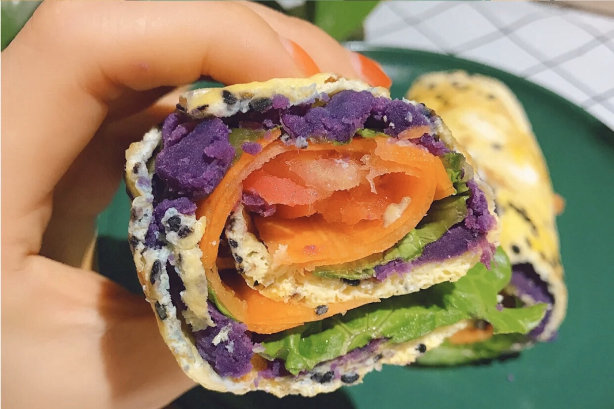 减脂餐❣️鸡蛋紫薯饼的做法
