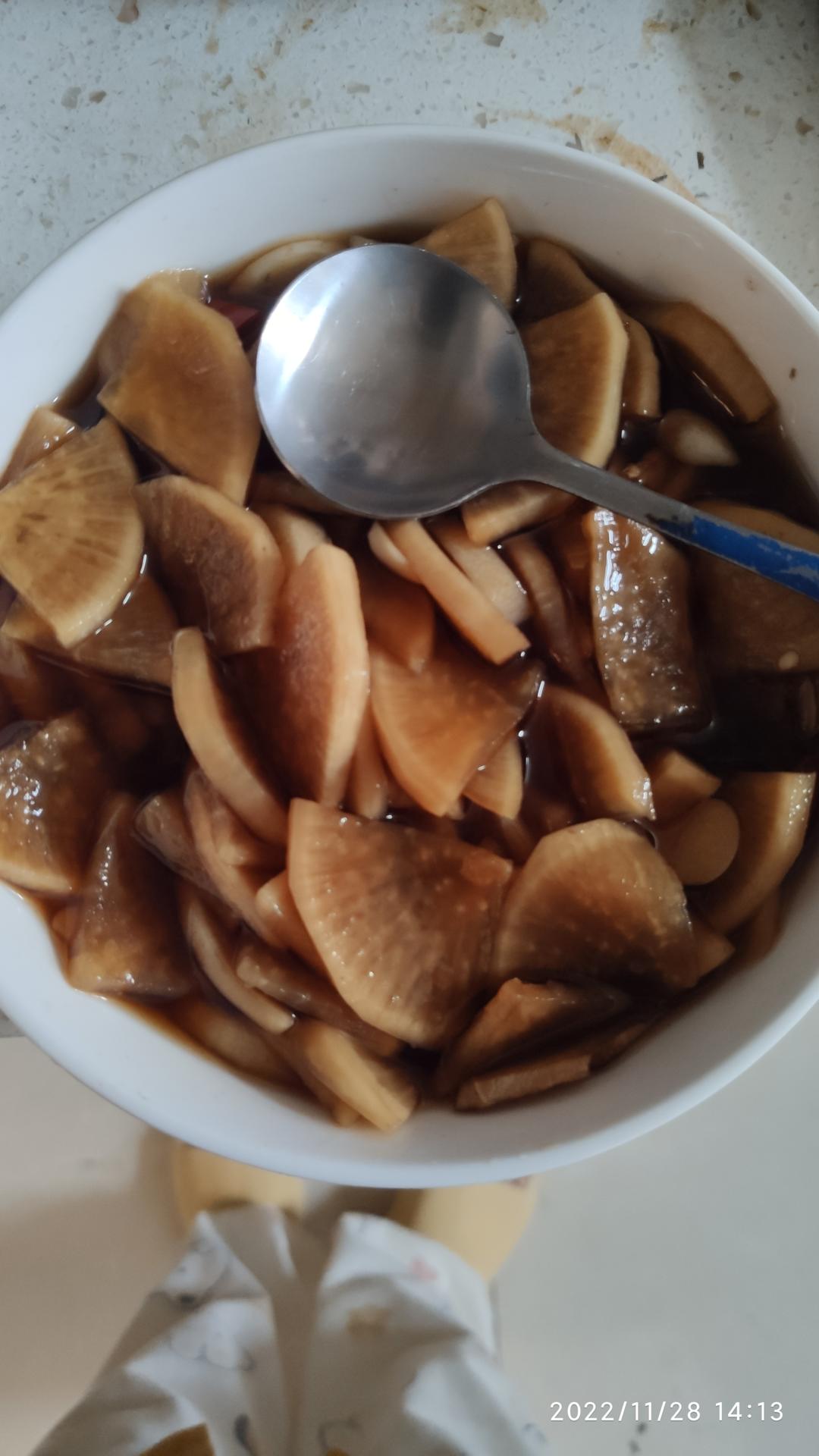 三步爽口酸酸辣辣腌萝卜片小咸菜