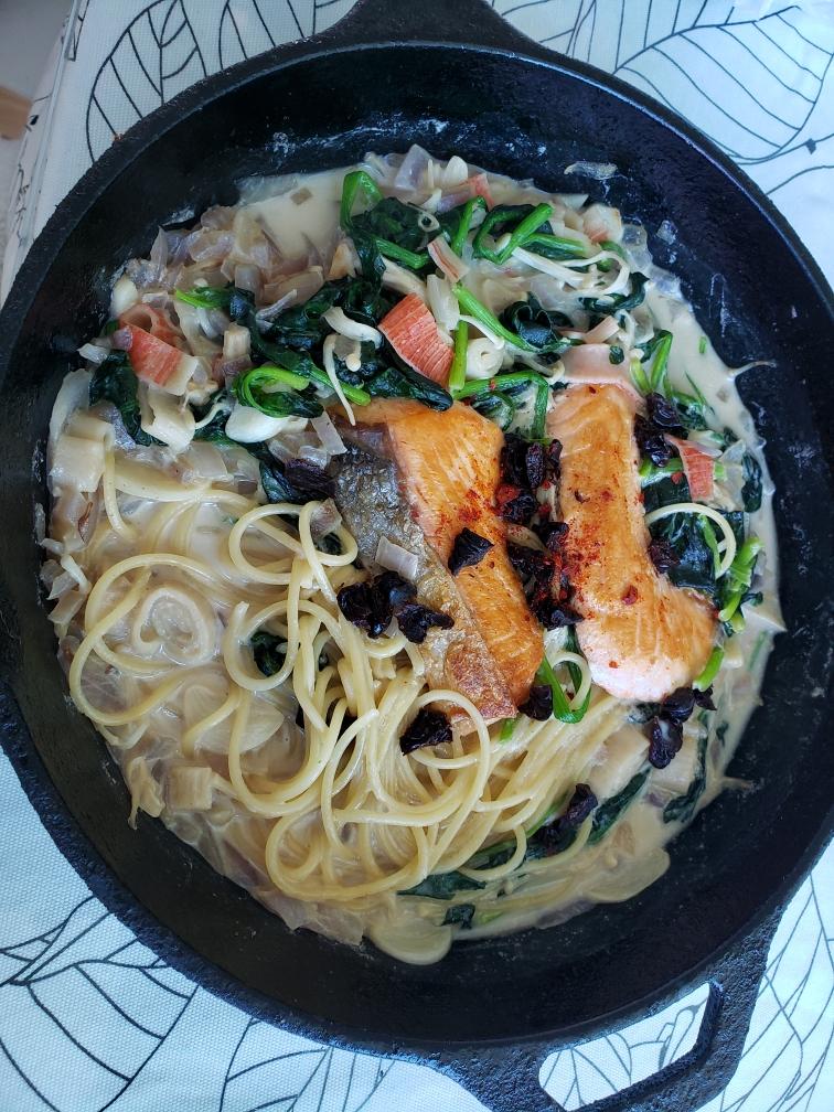 Brunch&一人食｜低卡版奶油菠菜三文鱼｜Creamy Salmon✨