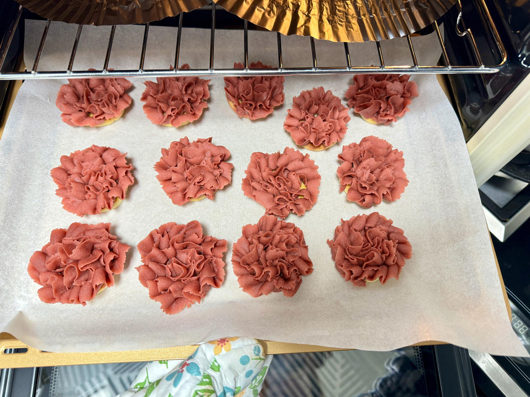 母亲节康乃馨豆沙曲奇(内含康乃馨裱法)