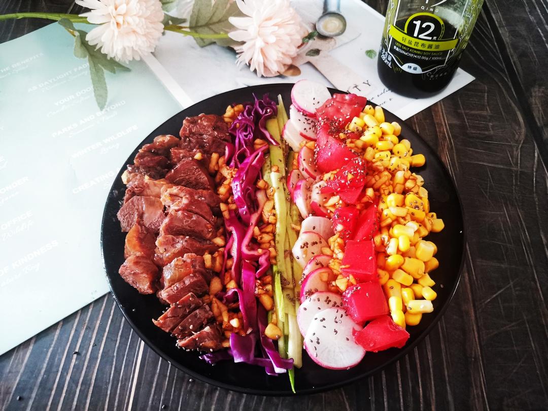 夏日轻食牛肉沙拉（自制无油沙拉汁）的做法