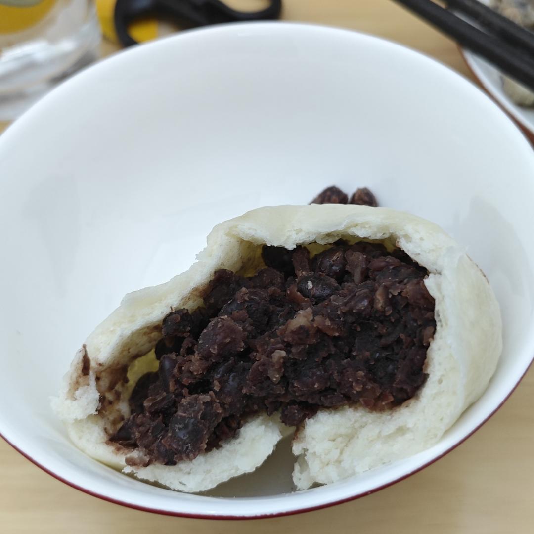 超好吃有豆豆的豆沙包，一次发酵（红豆包）