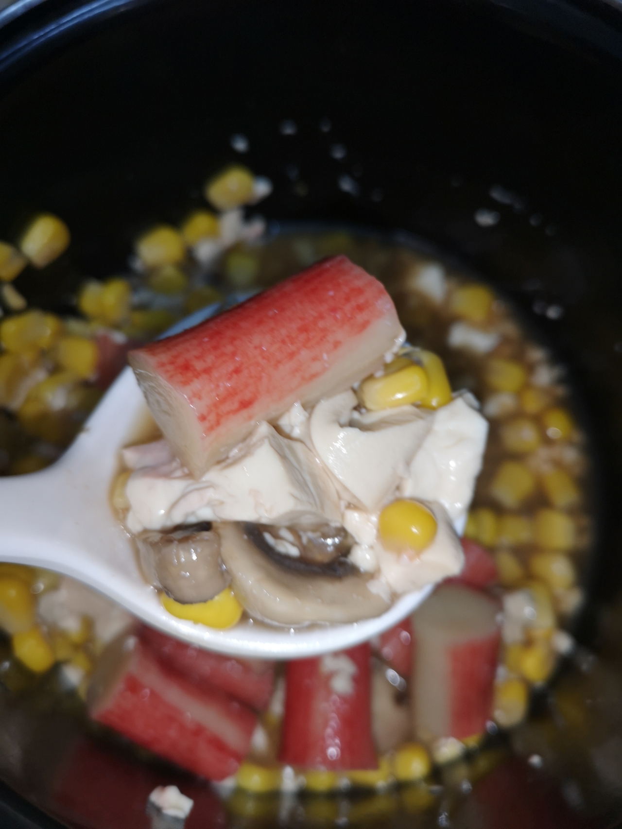 蘑菇蟹柳烩豆腐（低卡）的做法
