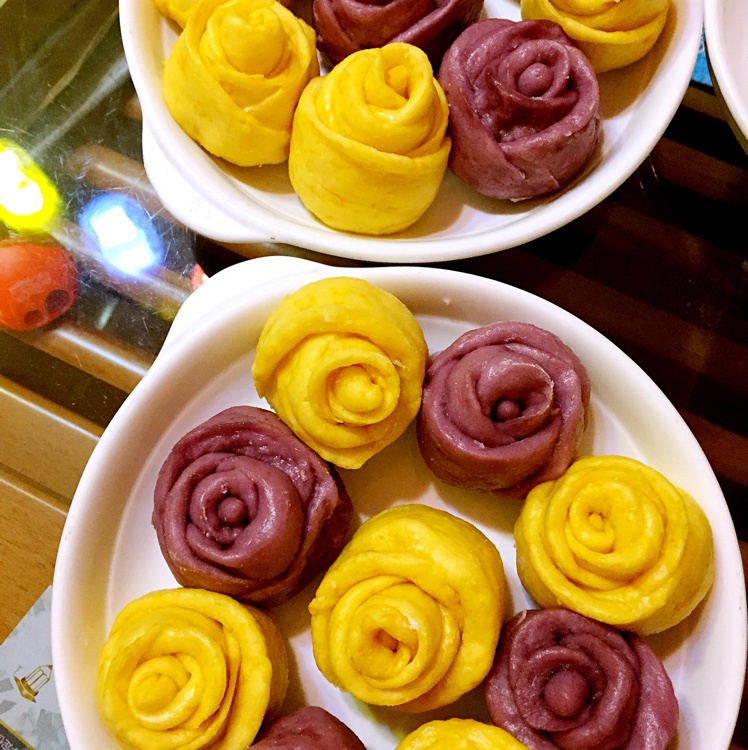 vianq做的紫薯南瓜系列之玫瑰花卷