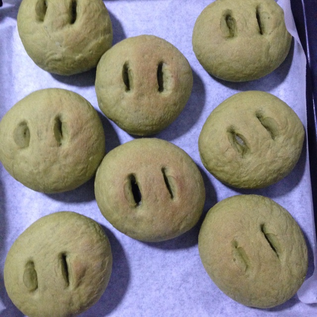 抹茶豆沙小面包（无油脂）