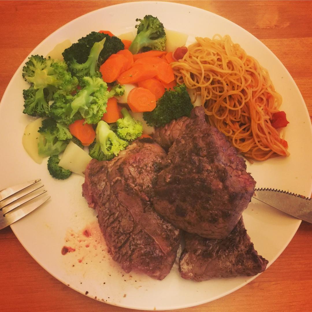 黑椒牛排（配土豆/鸡蛋，意面/蔬菜）