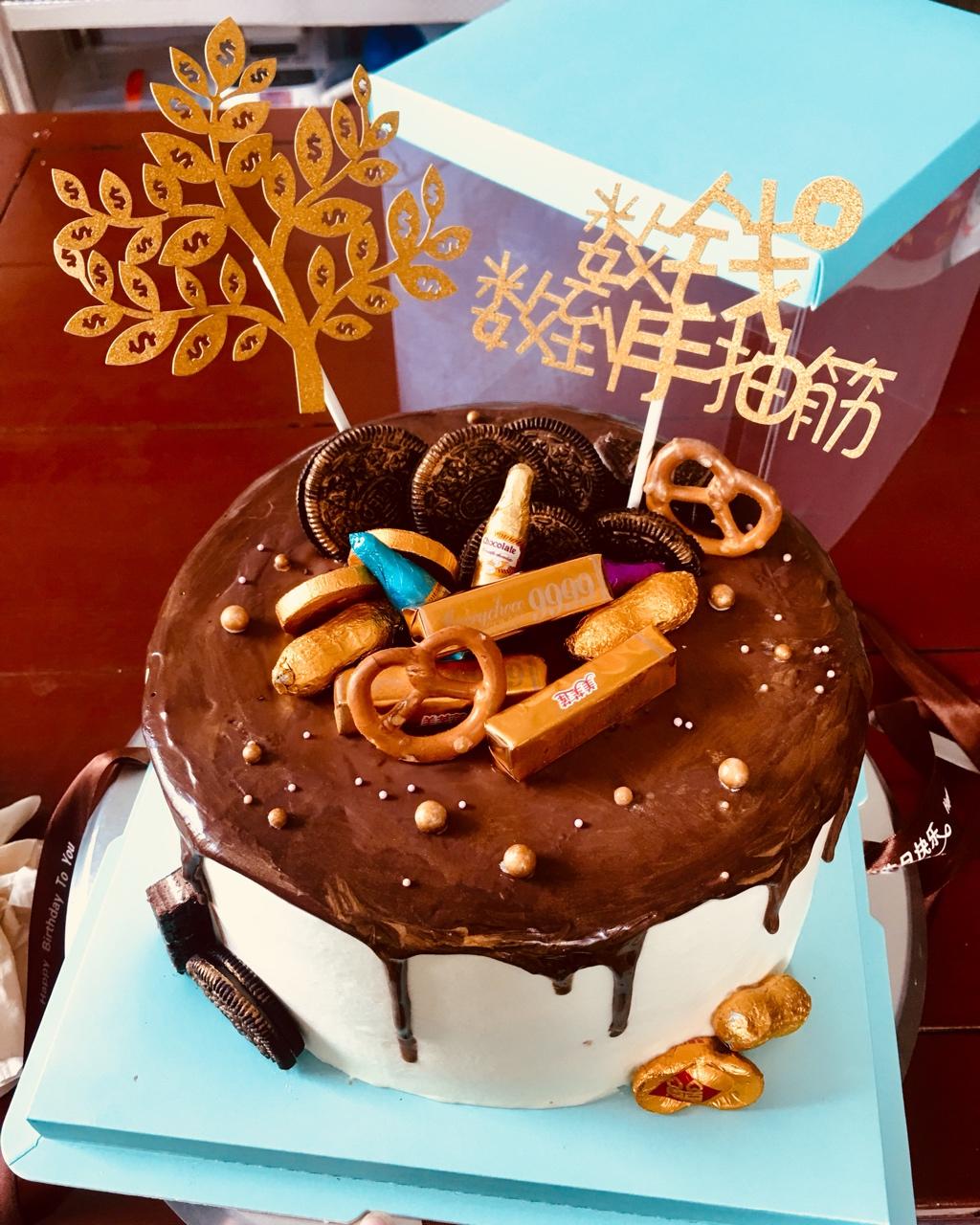 蛋糕 ins风金色淋面 守护天使-30做的ins风金色淋面 金色刷的少了感觉