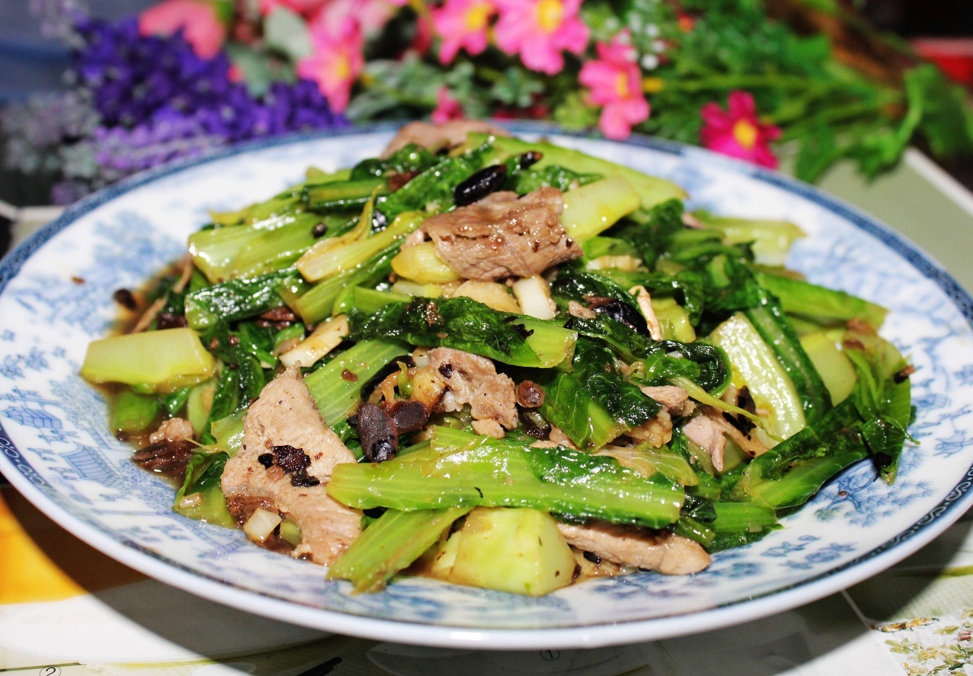 豉香肉片油麦菜