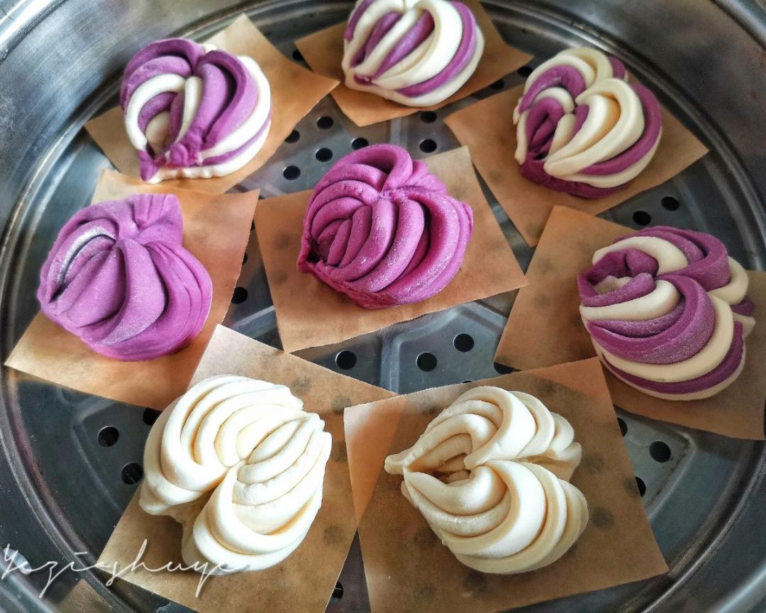 浪漫紫薯爱心花卷（馒头）的做法