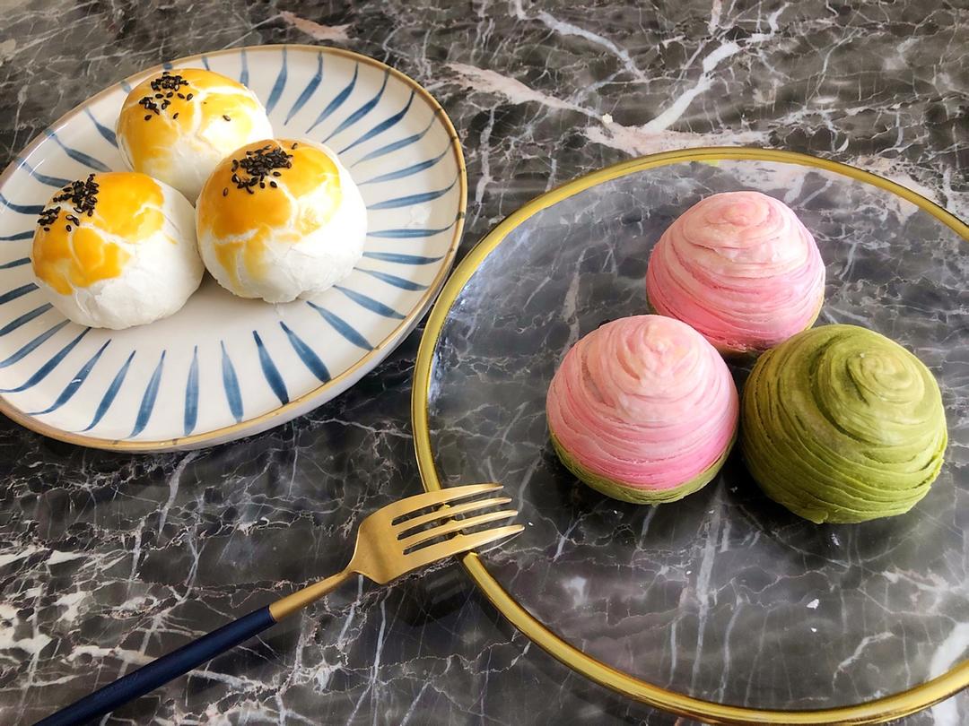 彩虹渐变蛋黄酥（无需揉出膜）